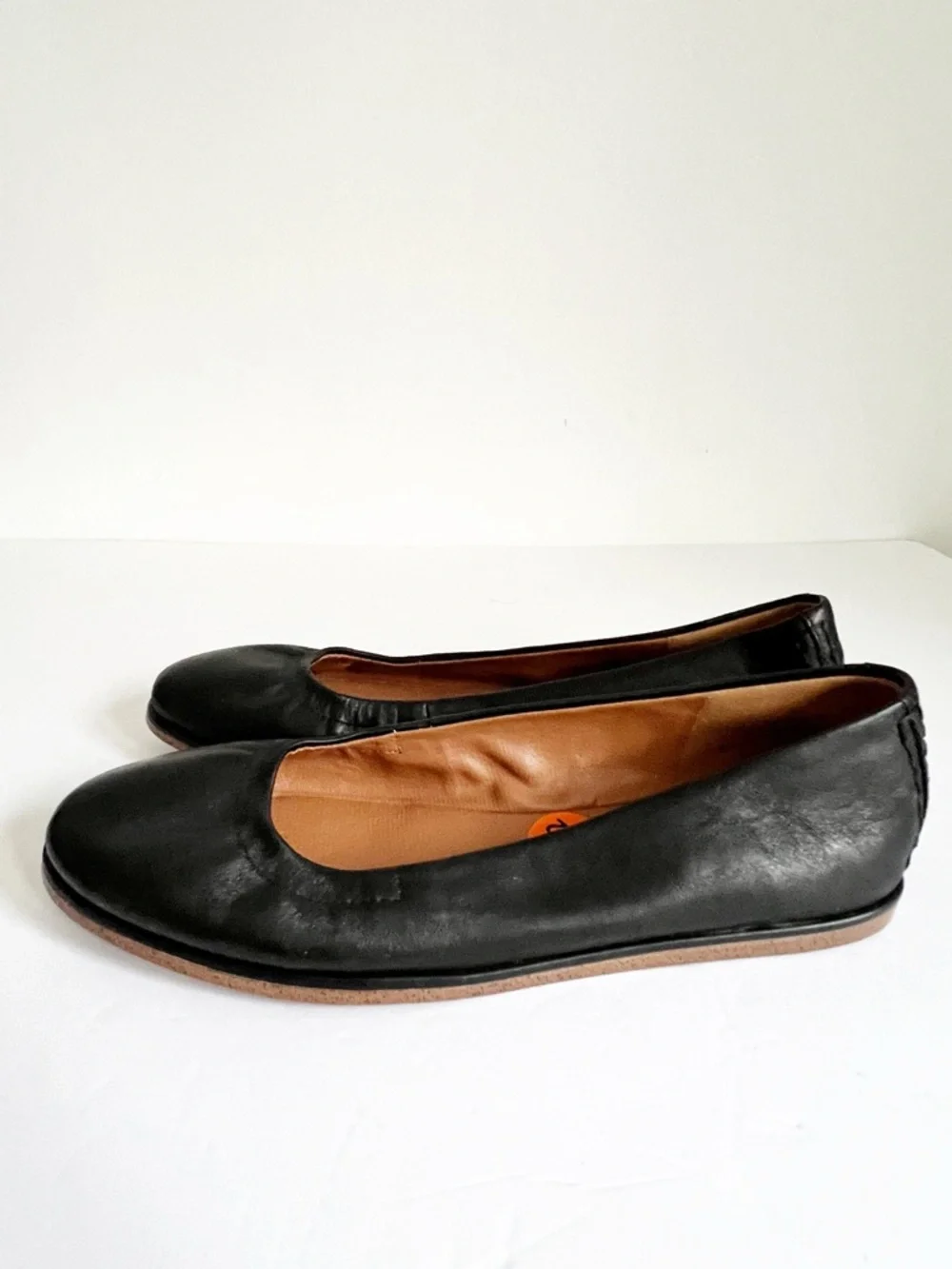 SZ 9.5 Lucky Brand Women's Black Leather Ballet Flats - Classic Slip-On